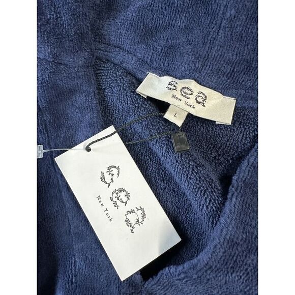 NWT S.E.A. NY Nautical Coverup Navy Blue with Fringe Hooded Large - Picture 8 of 9